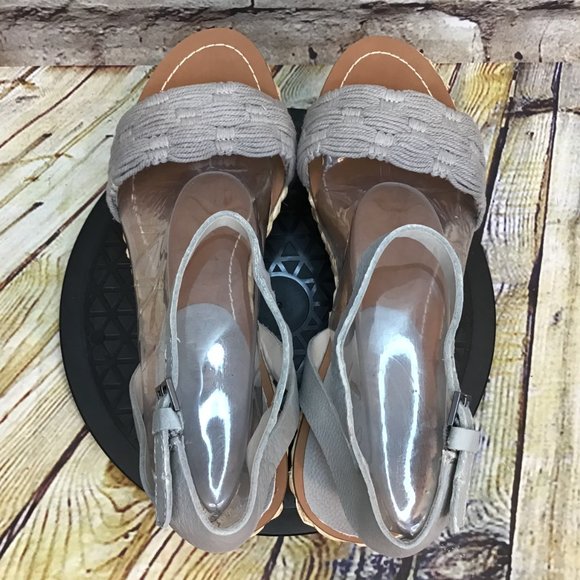 Splendid Women’s Gray Macramé Woven Open Toe Wicker Wedge Jute Platform Sandals - Picture 4 of 9